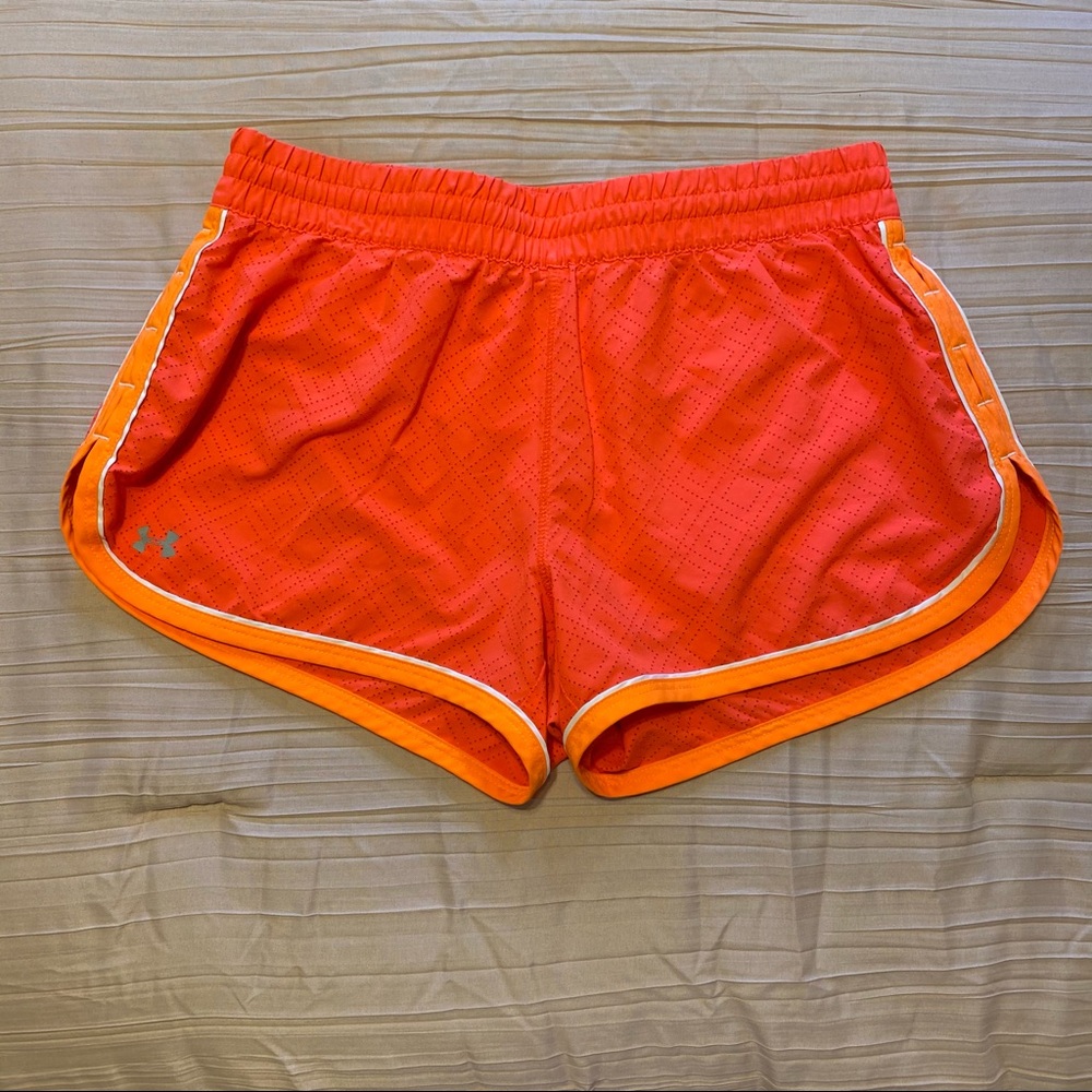 Neon💗🧡 Under Armour Women’s Running Shorts Size S/M